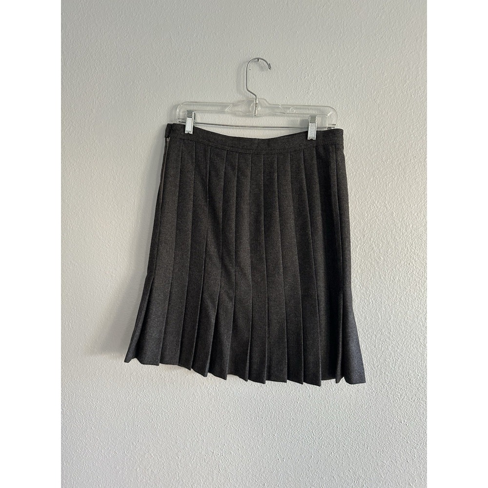 Vintage Valentino Pleated Skirt Gray Wool 44 Preppy Academia Career Office - Picture 4 of 12